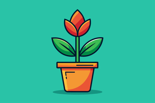 pot flower icon background is