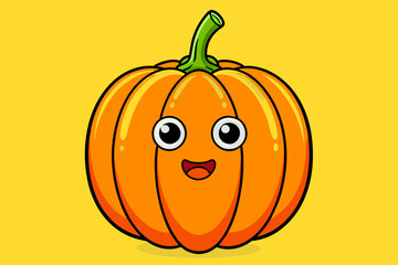 A vibrant orange pumpkin rests upon a bed of autumn leaves.