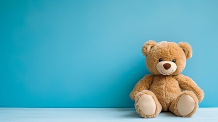 Cute teddy bear isolated on background. baby, love, teddy bear, teddy, brown, animal, cute, gift, blue, lonely, childhood, friendship, birthday, fun, art