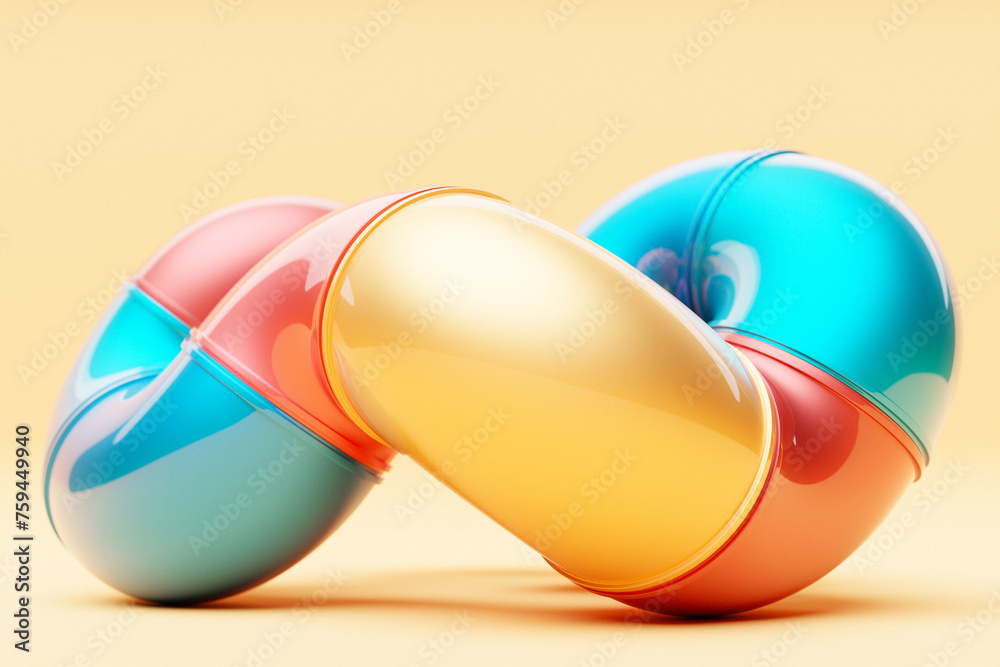 Poster abstract dynamic colorful shape. 3d illustration and rendering. elegant line background.