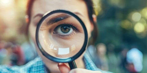 looking through magnifying glass