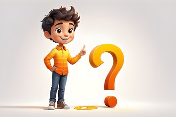 cute little boy.with question mark