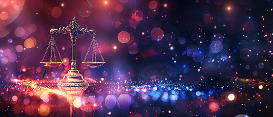 Bitcoin balance in justice vibrant digital dots