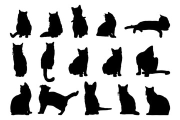 set of cats silhouettes