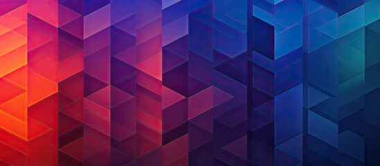 A vibrant geometric background with a rainbow of colors including Purple, Violet, Pink, Magenta, and Electric blue. The design features rectangles and symmetry reminiscent of a building facade