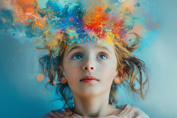 Colorful cloud from small children, illustration of imagination of small children with Autism Spectrum Disorder, ASD for Autism Awareness Day. - Powered by Adobe