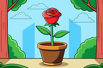 rose pot background is tree