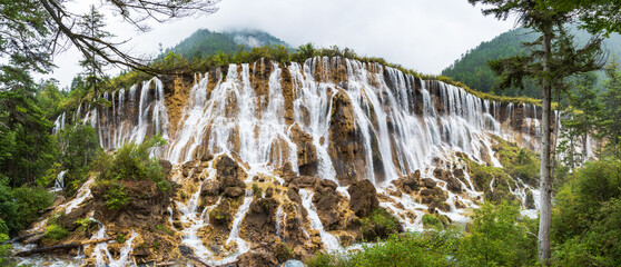 Waterfall at the Sparkling Sea in Jiuzhaigou, Sichuan, China