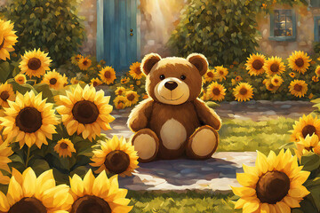 Sunflower Petal Teddy Bears Whimsical Garden Creations