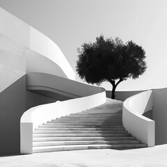 minimalism interior with stairs
