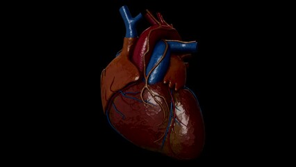 Anatomy Human Heart Beating 39 : Color-coded model : Alfa channel
