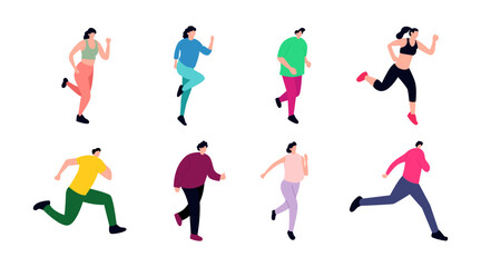 Fototapeta na wymiar collection of vector illustrations of people running