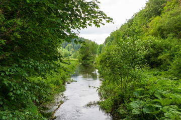Fototapeta na wymiar River Trubach near Obertrubach (Franconian Switzerland), Bavaria, Germany