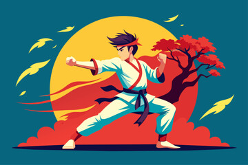 Fototapeta na wymiar karate sport background is tree