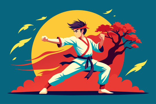 karate sport background is tree