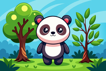 kawaii panda background is tree