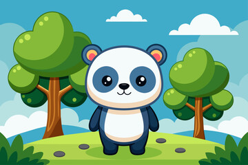 kawaii panda background is tree