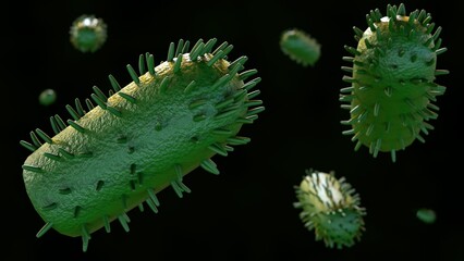 3d rendering of  lyssavirus cause fatal acute viral encephalomyelitis known as rabies.