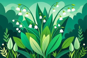lily of the valley garden background is