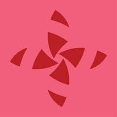 ceramic or tile vector design that forms blooming flower petals, dark red on a pink background.