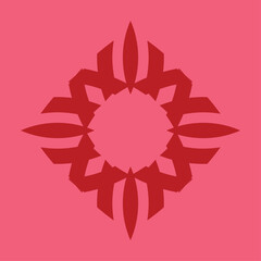 ceramic or tile vector design that forms blooming flower petals, dark red on a pink background.