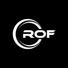 ROF letter logo design with black background in illustrator, cube logo, vector logo, modern alphabet font overlap style. calligraphy designs for logo, Poster, Invitation, etc.