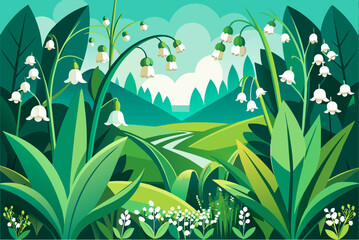 lily of the valley garden background is