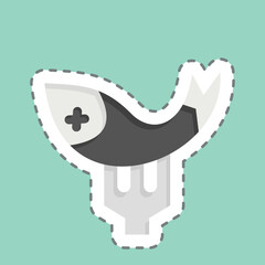 Sticker line cut Fish. related to Fast Food symbol. simple design editable. simple illustration