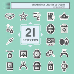 Fototapeta premium Sticker line cut Set Jewelry. related to Wedding symbol. simple design editable. simple illustration