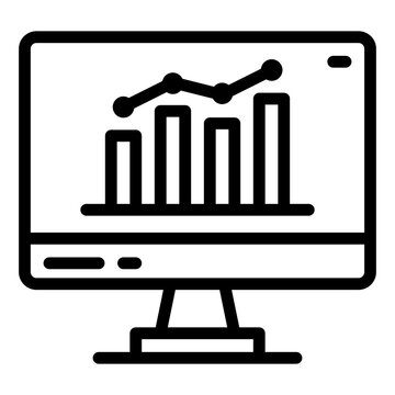 black and white computer monitor with chart clip art preview