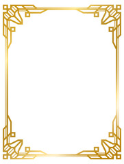 Decorative frames collection png transparent background, Art Deco gold frame vintage frame line geometric wedding label card frame

