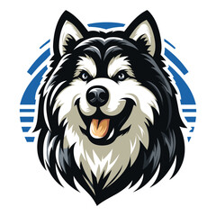 Naklejka premium Alaskan Malamute mascot vector illustration on white background