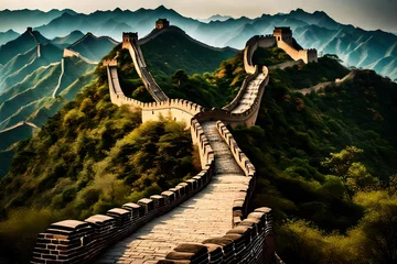 Schapenvacht deken met patroon Chinese Muur The Great Wall of China