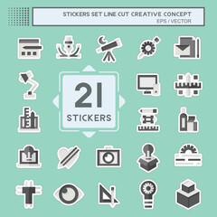 Sticker line cut Set Creative Concept. related to Education symbol. simple design editable. simple illustration
