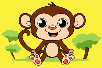 monkey cute background is tree