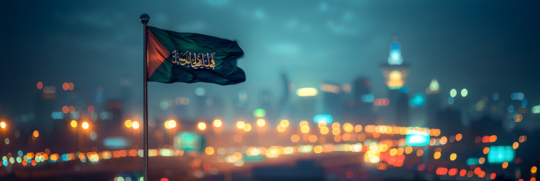 Saudi Arabian flag 3d image,
Realistic image of the Saudi Arabian flag on a fabric
