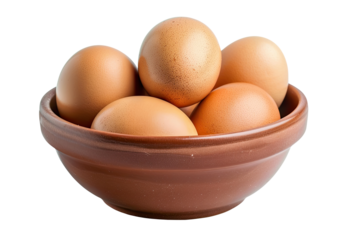 Bowl with eggs isolated on transparent background
