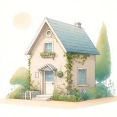 小さな洋風住宅のイラスト