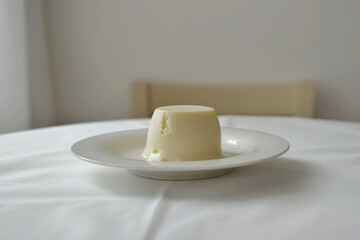 Delicious Panna Cotta Dessert on White Table with Elegant Presentation Gen AI