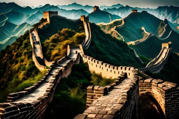 Schapenvacht deken met patroon Chinese Muur The Great Wall of China