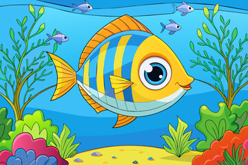 Naklejka premium oceans fish cute background is tree