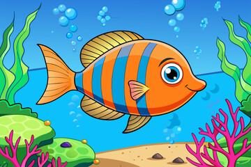 Fototapeta premium oceans fish cute background is tree
