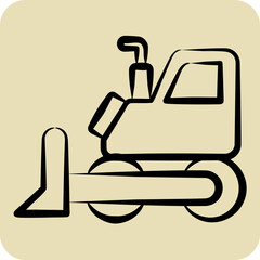 Icon Bulldozer. related to Mining symbol. hand drawn style. simple design editable. simple illustration