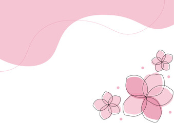 ピンク色の花と流体シェイプの背景