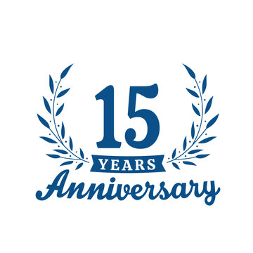 Celebrating 15 years anniversary logo design template. 15th anniversary celebrations logotype. Vector and illustrations.