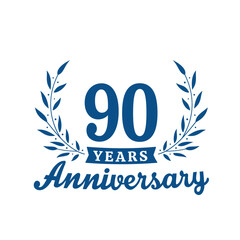 Celebrating 90 years anniversary logo design template. 90th anniversary celebrations logotype. Vector and illustrations.