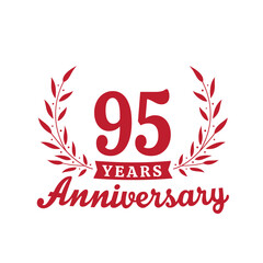 Celebrating 95 years anniversary logo design template. 95th anniversary celebrations logotype. Vector and illustrations.