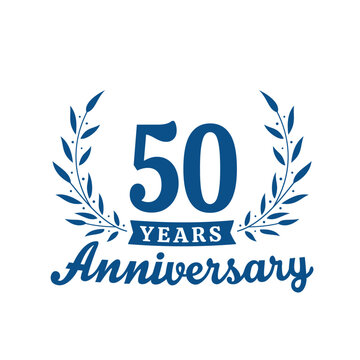 Celebrating 50 years anniversary logo design template. 50th anniversary celebrations logotype. Vector and illustrations.