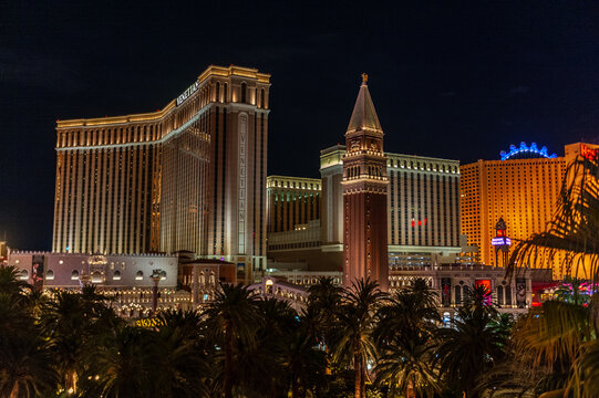 Las Vegas, Nevada. August 4, 2017. Busy Nightlife Activities near the Venetian in Las vegas.