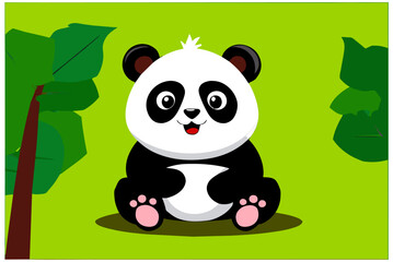 panda cute background is tree